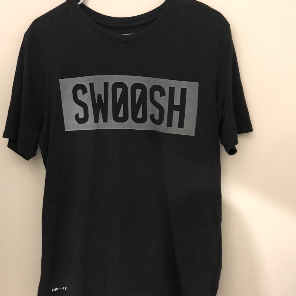 NIKE SWOOSH Black Dri-Fit Shirt (Athletic Cut)